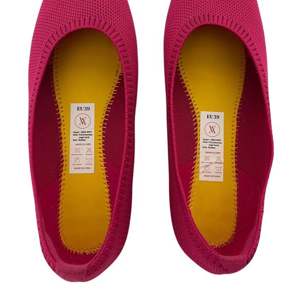Vivaia Aria 5° Pointed Toe Ballet Flats Raspberry Pink Knit Size 39 EU / US 8 - Picture 10 of 11